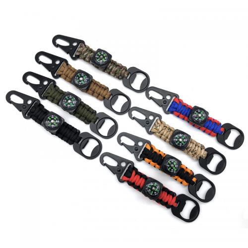 Fashion Carabiner Key Ring, Parachute Cord, with Aluminum, portable & durable & with compass & Unisex 160mm [