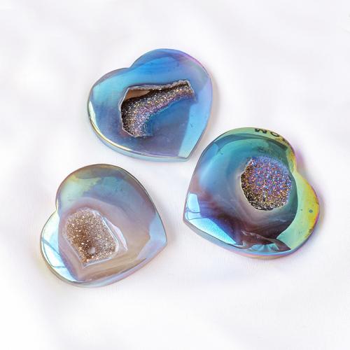 Agate Decoration, Heart, plated, decoration length 50-70mm 