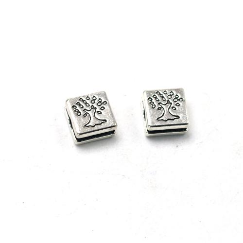 Zinc Alloy Jewelry Beads,  Square, antique silver color plated, vintage & DIY Approx 