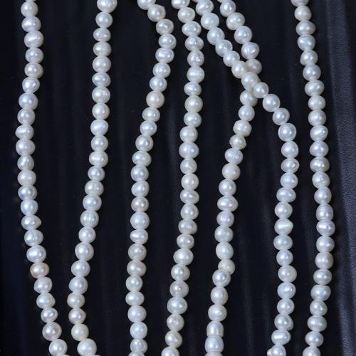 Potato Cultured Freshwater Pearl Beads, DIY, white, 4mm Approx 35 cm 
