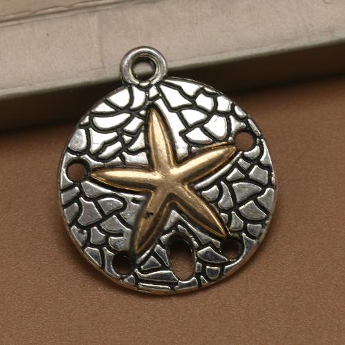 Zinc Alloy Star Pendant, Flat Round, plated, vintage & DIY, mixed colors Approx 
