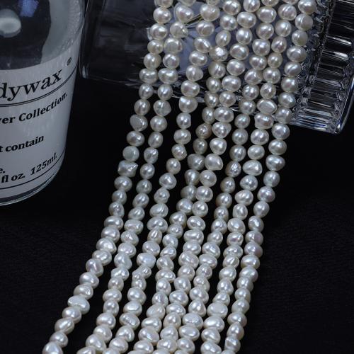 Potato Cultured Freshwater Pearl Beads, DIY, white, Length about 5-6mm Approx 40 cm 