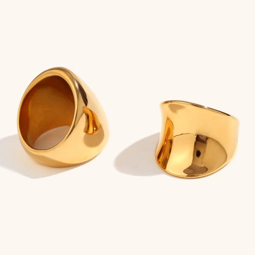 Stainless Steel Finger Ring, 316L Stainless Steel, 18K gold plated  & for woman, golden 