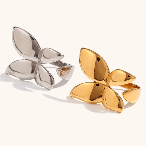 Stainless Steel Finger Ring, 316L Stainless Steel, Butterfly, Vacuum Ion Plating, fashion jewelry & for woman, golden 