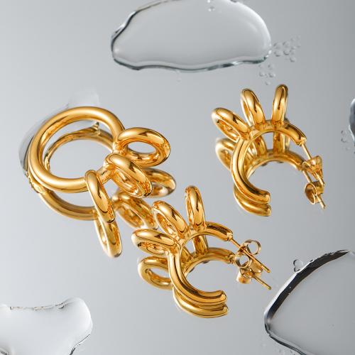 Arete de acero inoxidable , acero inoxidable 304, 18K chapado en oro, Joyería & diferentes estilos para la opción & para mujer, dorado, Vendido por UD
