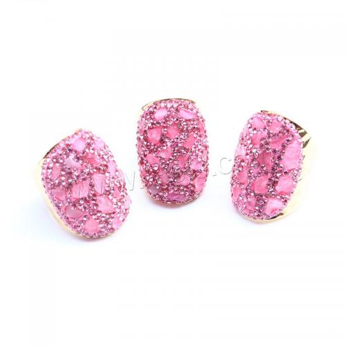 Кварц палец кольцо, Латунь, с розовый кварц, плакирован золотом, Регулируемый & ювелирные изделия моды & Женский & со стразами, розовый продается PC