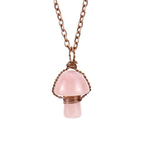 Gemstone Necklaces, Natural Stone, with Brass & Zinc Alloy, mushroom, antique copper color plated, fashion jewelry & for woman 20mm Approx 51 cm 