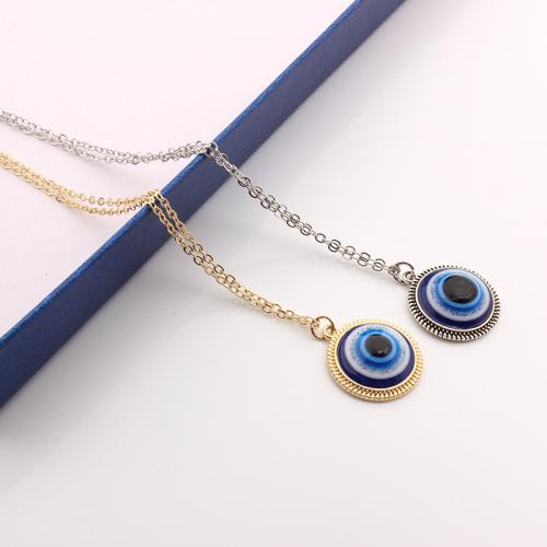Evil Eye Jewelry Necklace, Zinc Alloy, with Resin, plated, fashion jewelry & Unisex 18mm Approx 48 cm 
