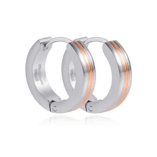 Stainless Steel Huggie Hoop Earring, 304 Stainless Steel, Vacuum Ion Plating, fashion jewelry & for woman, rose gold color 
