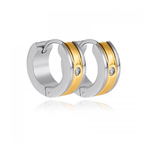 Stainless Steel Huggie Hoop Earring, 304 Stainless Steel, Vacuum Ion Plating, fashion jewelry & for woman & with rhinestone, gold 