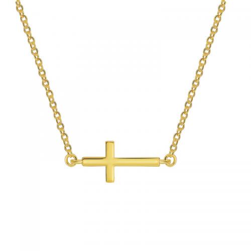 Brass Jewelry Necklace, Cross, plated, for woman Approx 45-50 cm 