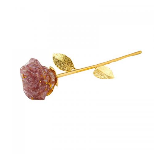 Gemstone Decoration, with Zinc Alloy, Rose, plated 