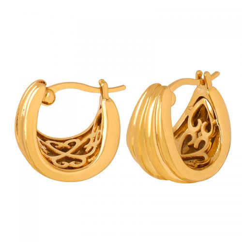 Titanium Steel Lever Back Earring, gold color plated, fashion jewelry & for woman 