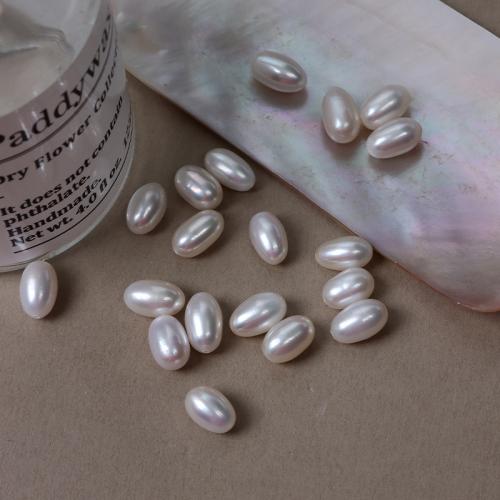 Rice Cultured Freshwater Pearl Beads, DIY & half-drilled, white 