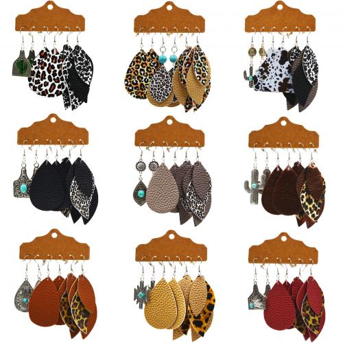 Fashion Create Jewelry Earring, Synthetic Leather, with Paper & Synthetic Turquoise & Zinc Alloy, plated, vintage & fashion jewelry & for woman 