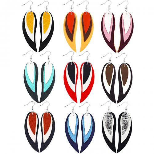 Fashion Create Jewelry Earring, Synthetic Leather, with Zinc Alloy, silver color plated, fashion jewelry & for woman 