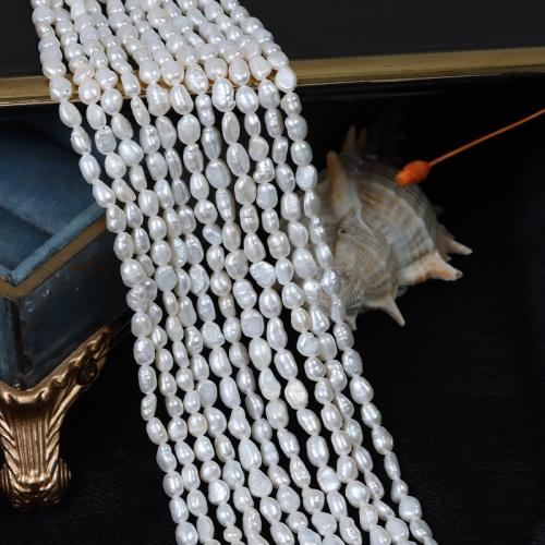 Perles de culture d'eau douce Keishi, perle d'eau douce cultivée, baroque, DIY, blanc, Length about 4-4.5mm Environ 36 cm, Vendu par brin