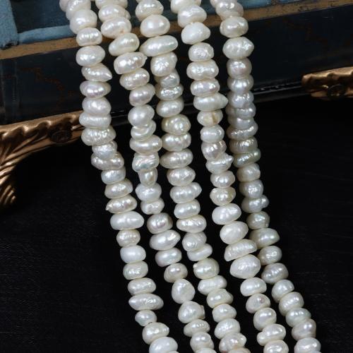 Perles nacres baroques de culture d'eau douce , perle d'eau douce cultivée, DIY, blanc, Length about 6-7mm Environ 35-36 cm, Vendu par brin