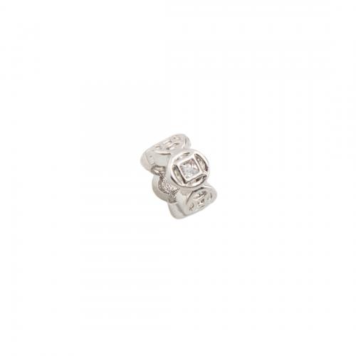 Cubic Zirconia Micro Pave Brass Beads, platinum color plated, DIY & micro pave cubic zirconia & large hole Approx 4.5mm 