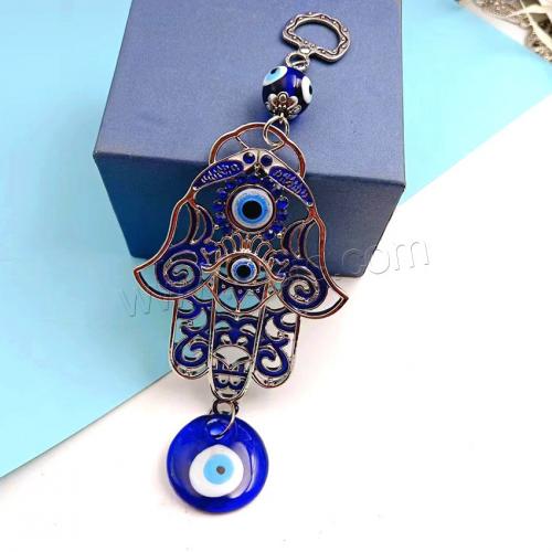 Hanging Ornaments, Zinc Alloy, with Lampwork, Hand, silver color plated, for home and office & evil eye pattern & enamel 