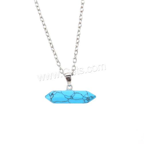 Gemstone Necklaces, Natural Stone, with Brass & Zinc Alloy, Conical, silver color plated, fashion jewelry & Unisex Approx 53 cm 