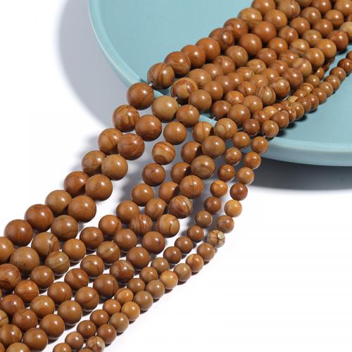 Perles de bois en pierre , pierre de grain, Rond, DIY & normes différentes pour le choix, Jaune, Vendu par brin