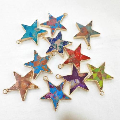 Gemstone Jewelry Pendant, Star, gold color plated, DIY 25mm 