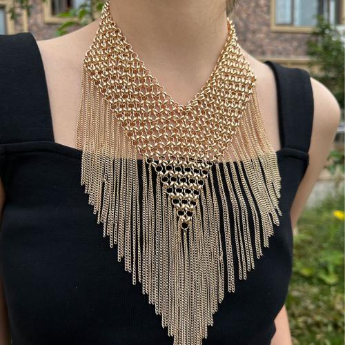 Fashion Fringe Necklace, Iron, plated, fashion jewelry, golden cm 
