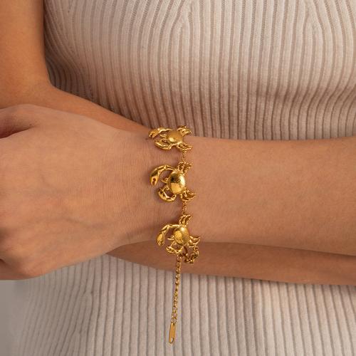 Stainless Steel Chain Bracelets, 304 Stainless Steel, with 5.5cm extender chain, Crab, plated, fashion jewelry, golden cm 