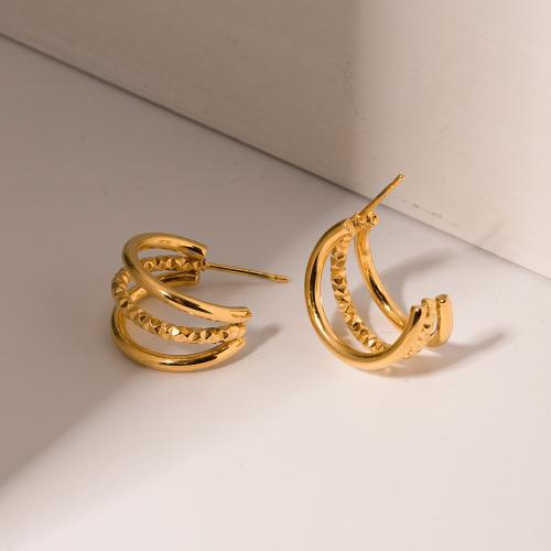 Edelstahl Stud Ohrring, 304 Edelstahl, plattiert, Modeschmuck, goldfarben, verkauft von Paar