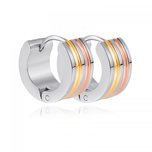 Stainless Steel Huggie Hoop Earring, 304 Stainless Steel, Vacuum Ion Plating, fashion jewelry & for woman & two tone 