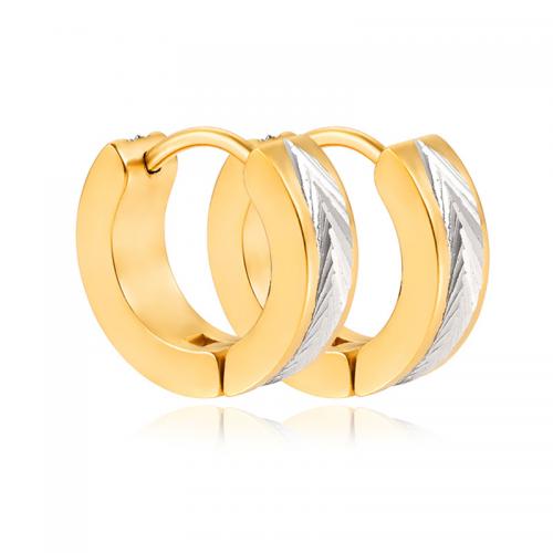 Stainless Steel Huggie Hoop Earring, 304 Stainless Steel, Vacuum Ion Plating, fashion jewelry & for woman & enamel, golden 