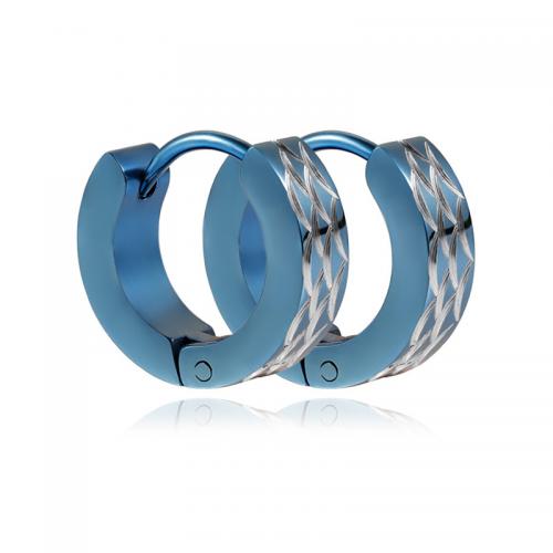 Stainless Steel Huggie Hoop Earring, 304 Stainless Steel, Vacuum Ion Plating, fashion jewelry & Unisex, blue 