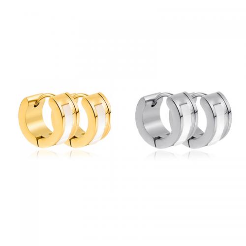 Stainless Steel Huggie Hoop Earring, 304 Stainless Steel, with Shell, Vacuum Ion Plating, fashion jewelry & Unisex 