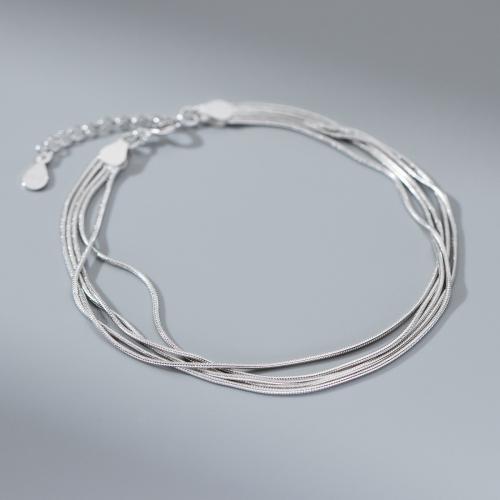 Sterling Silver Bracelets, 925 Sterling Silver, with 3.5CM extender chain, plated, for woman, silver color Approx 17 cm 