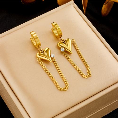 Stainless Steel Drop Earring, 304 Stainless Steel, fashion jewelry & for woman & with rhinestone 55mm 