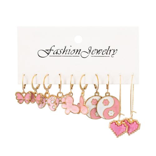 Zinc Alloy Earring Set, with Resin, gold color plated, fashion jewelry & for woman & enamel, earring length 20-40mm 