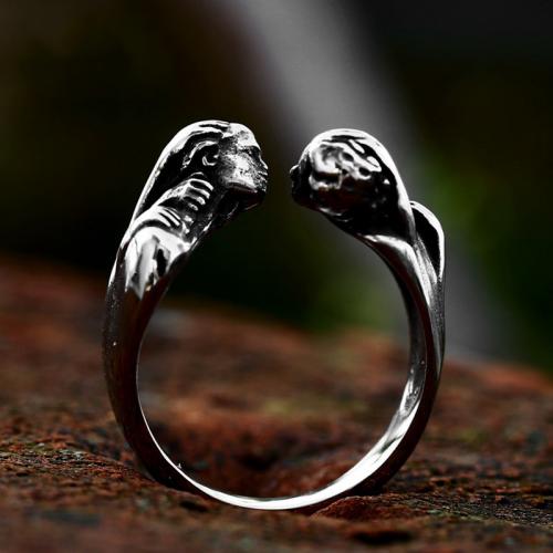 Titanium Steel Cuff Finger Ring, Character, polished, vintage & Unisex original color, US Ring 
