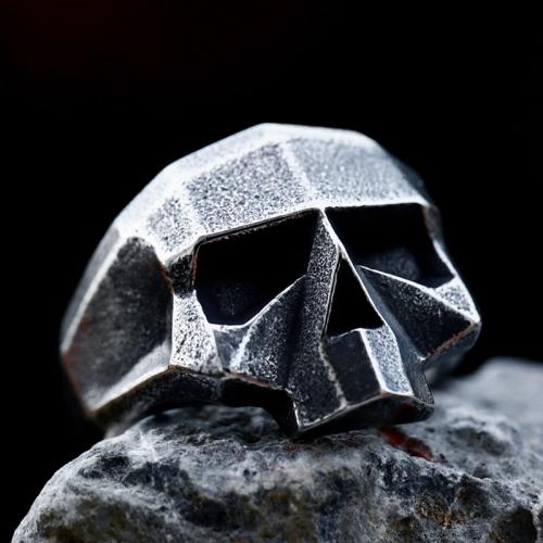 Titanium Steel Finger Ring, Skull, polished, vintage & for man, original color, US Ring 