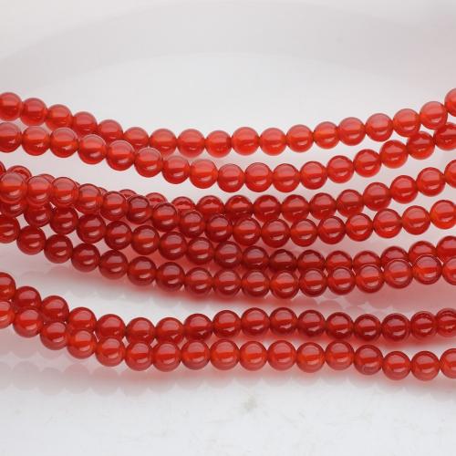 Natürlich rote Achat Perlen, Roter Achat, rund, poliert, DIY, rot, 6mm, ca. 63PCs/Strang, verkauft von Strang