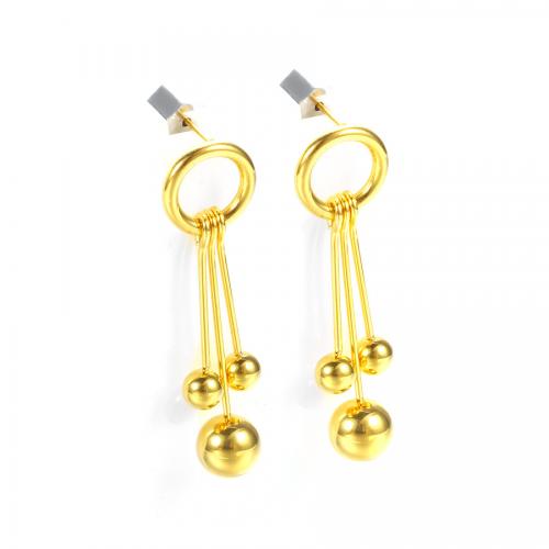 Titanium Steel Earrings, Round, Vacuum Ion Plating, fashion jewelry & for woman & hollow, golden, nickel, lead & cadmium free, 43mm 