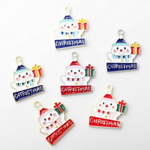 Zinc Alloy Christmas Pendants, Snowman, plated, DIY & enamel 