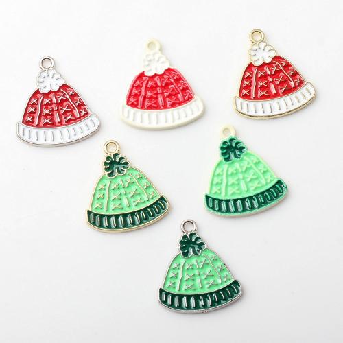 Zinc Alloy Christmas Pendants, Christmas Hat, plated, DIY & enamel 
