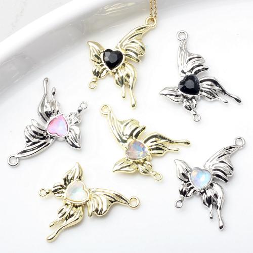 Animal Zinc Alloy Connector, Butterfly, plated, DIY & with rhinestone & 1/1 loop [
