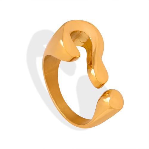 Anillo de dedo de acero Titanium de, Partículas de acero, Recubrimiento iónico al vacío, Joyería & para mujer, dorado, inner diameter 17mm, Vendido por UD