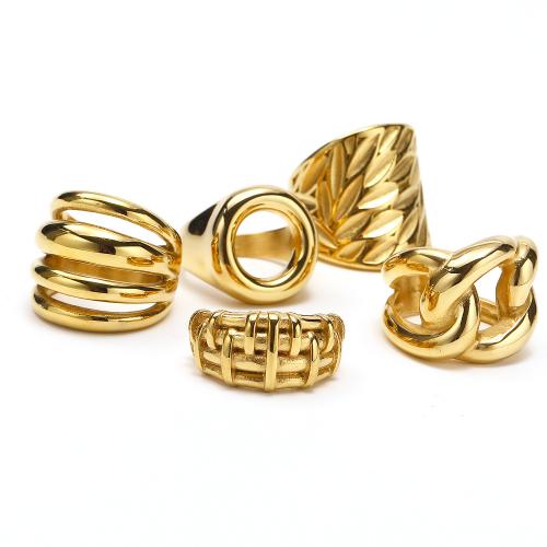 Титан Сталь палец кольцо, титан, разный размер для выбора & разные стили для выбора & Женский, Золотой, продается PC