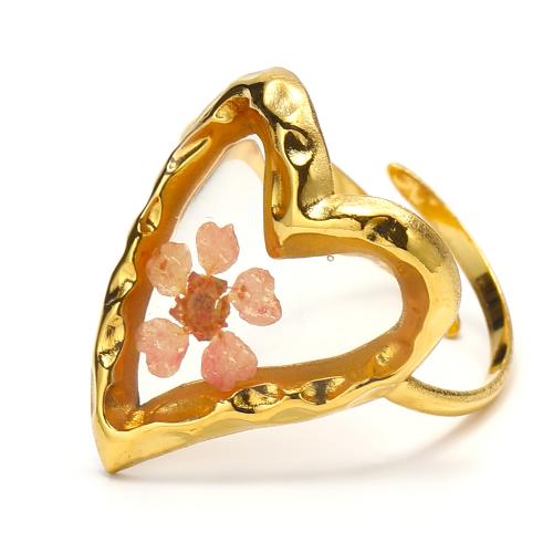 Titanium Steel Finger Ring, Heart, fashion jewelry & for woman, golden 