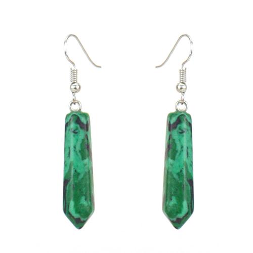 Gemstone Drop Earring, Natural Stone, with Brass & Zinc Alloy, Conical, silver color plated, fashion jewelry & for woman 