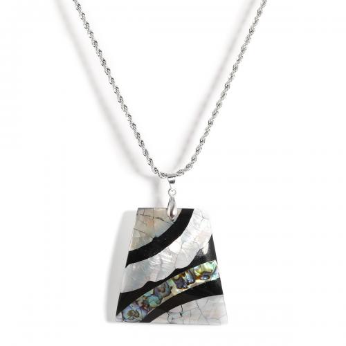 Shell Zinc Alloy Necklace, with Zinc Alloy, with 6cm extender chain, Trapezium, silver color plated, fashion jewelry & Unisex Approx 58 cm 