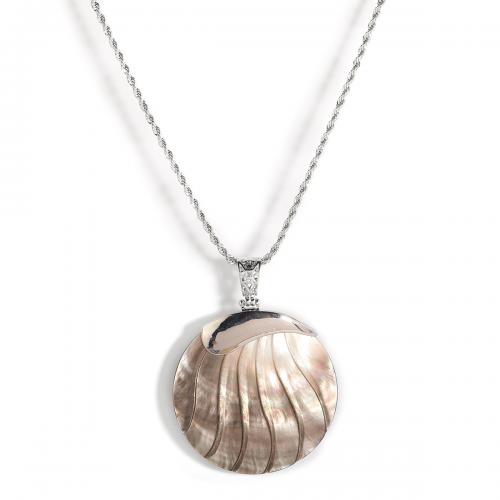 Shell Zinc Alloy Necklace, with Zinc Alloy, with 6cm extender chain, silver color plated, fashion jewelry & Unisex, 50mm Approx 58 cm 